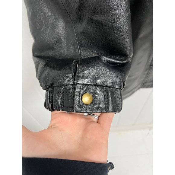 Bromley Sport men's 100% leather coat black full zip up sherpa lined size M - Picture 12 of 14